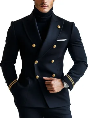 【24-hour shipping】Vintage Navy Multi-Pocket Double Breasted Blazer