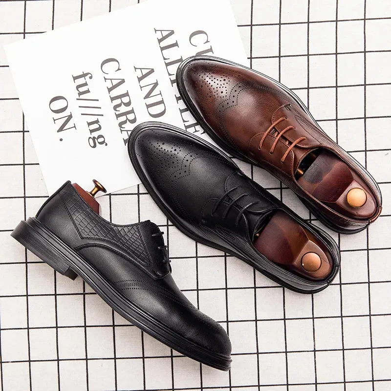 binfenxie  -2024 Spring Gentleman Oxfords Leather Shoes Luxury Goods Men Shoes Fashion Casual Pointed Toe Formal Business Male Wedding Dress
