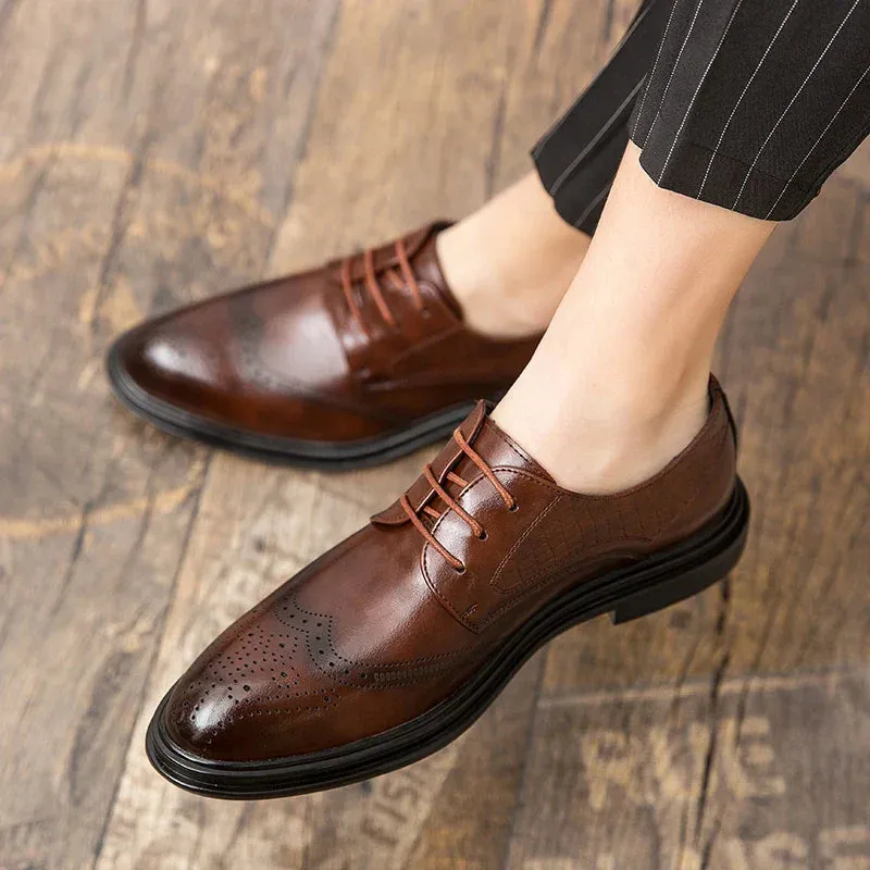 binfenxie  -2024 Spring Gentleman Oxfords Leather Shoes Luxury Goods Men Shoes Fashion Casual Pointed Toe Formal Business Male Wedding Dress