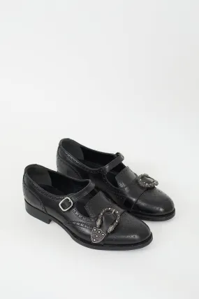 Black Leather Embellished Queercore Cutout Brogue