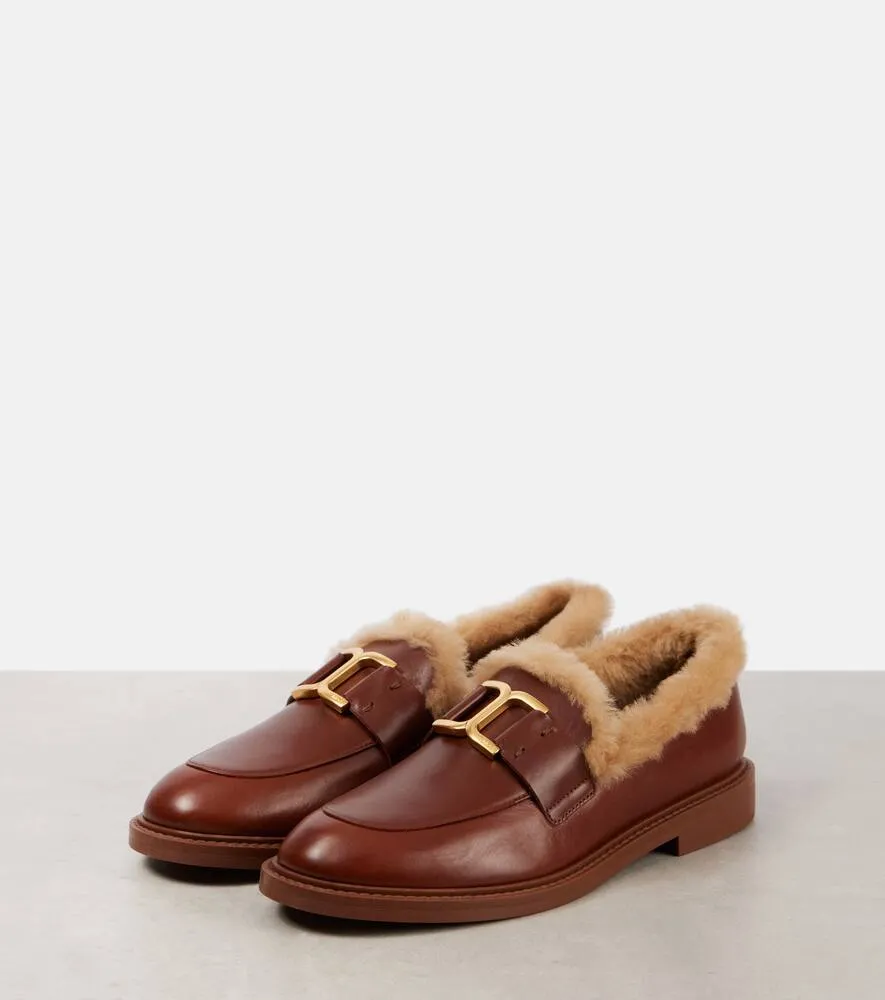 Chloe Marcie shearling-lined leather loafers