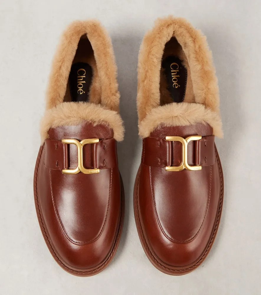 Chloe Marcie shearling-lined leather loafers