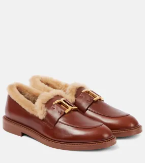 Chloe Marcie shearling-lined leather loafers