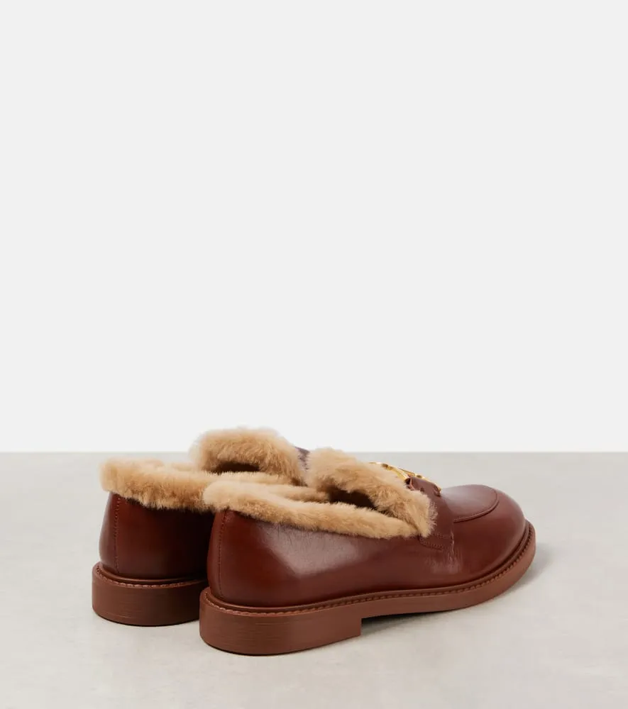 Chloe Marcie shearling-lined leather loafers