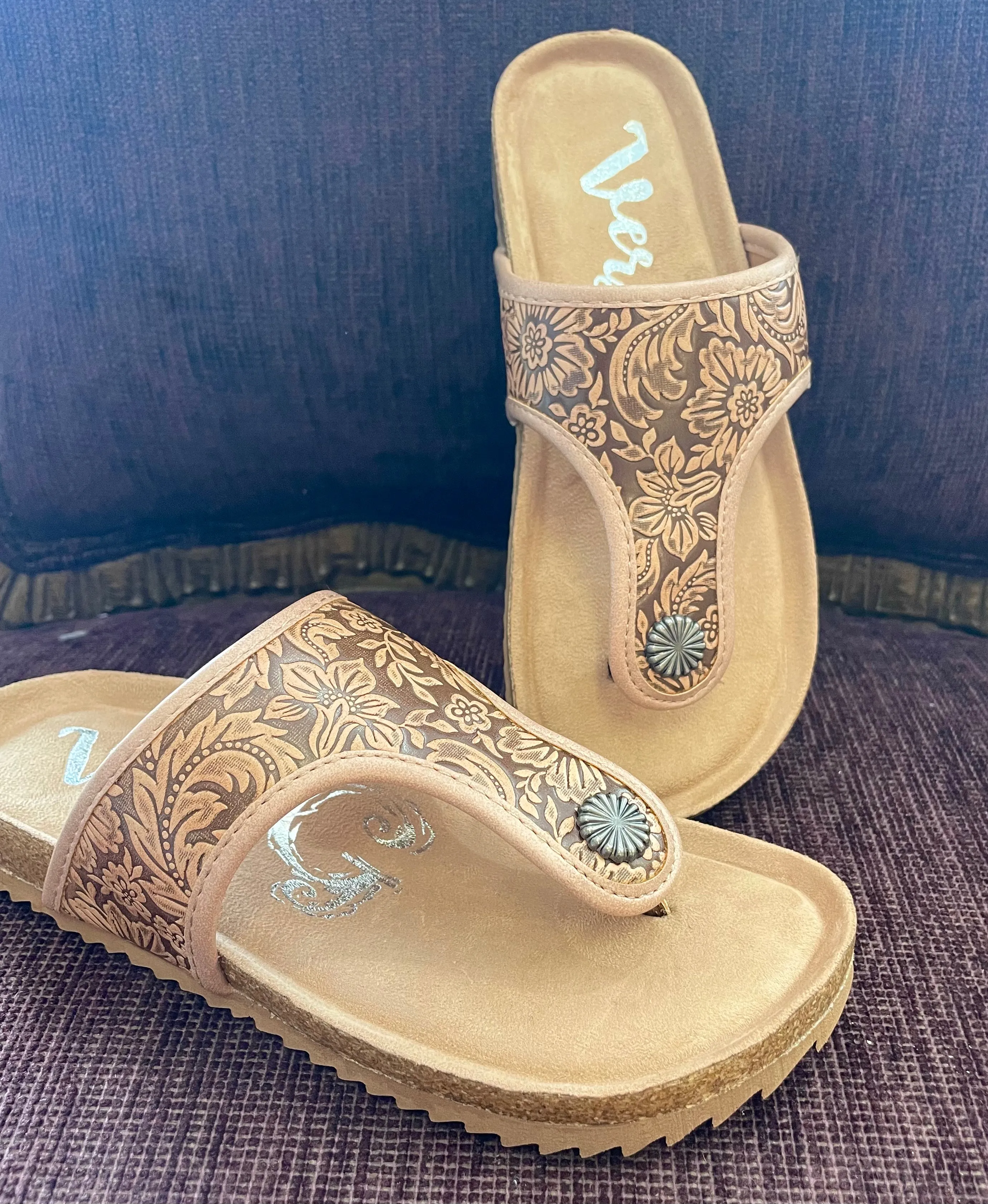 Darla Tooled Sandal-Tan