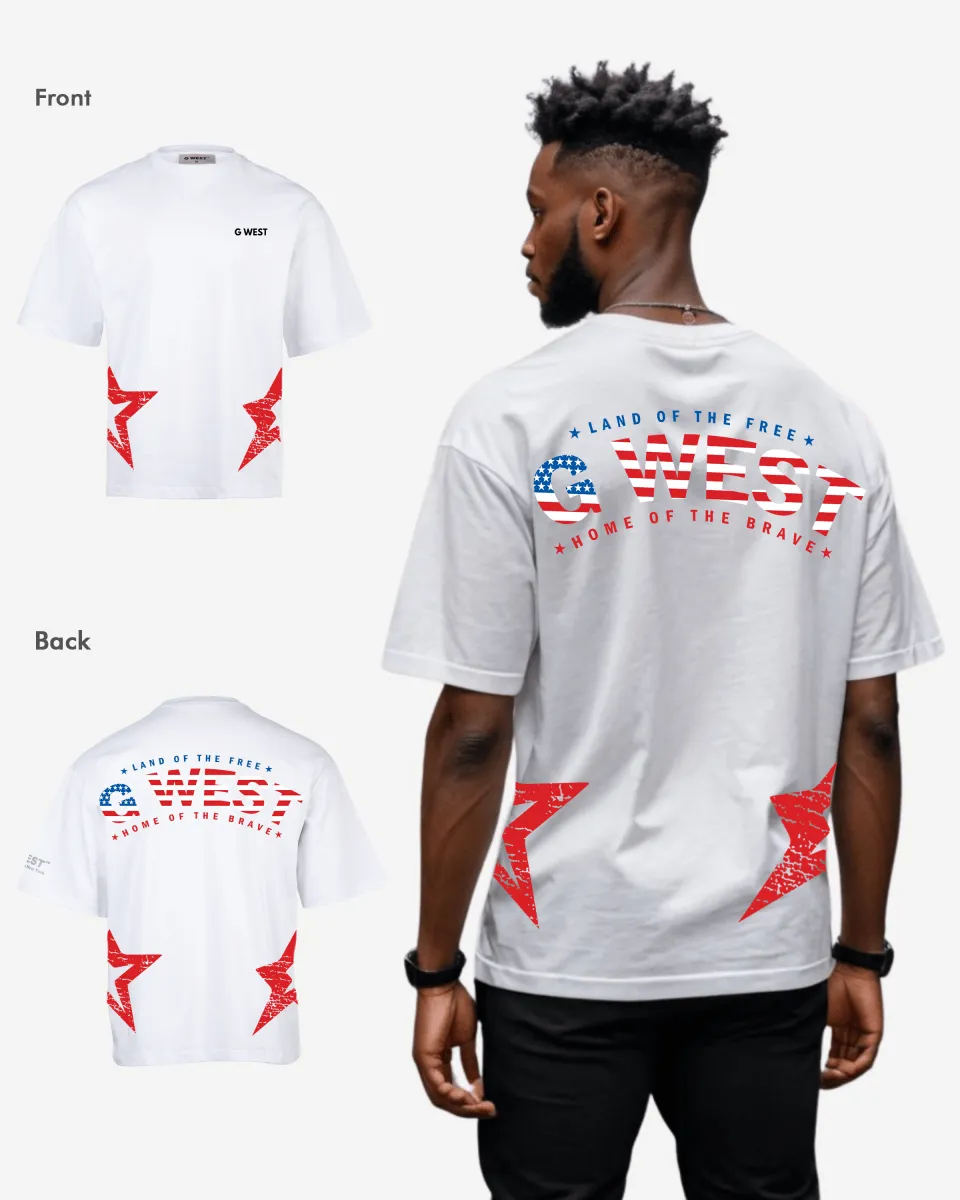 G West Oversized Usa Flag Arch Logo Tee
