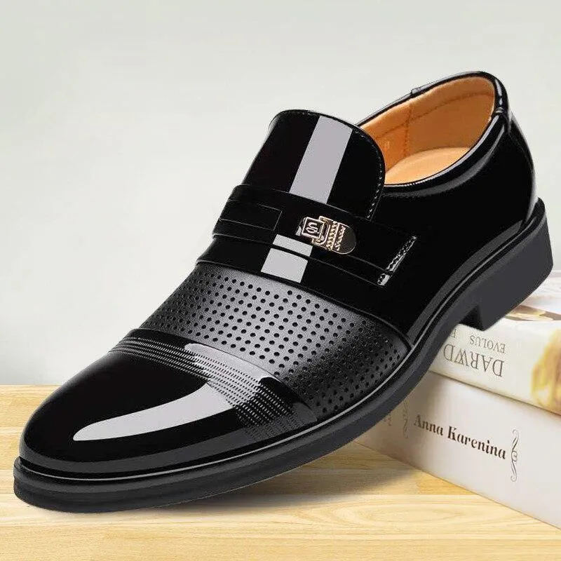 Handmade men's Lace Up Formal Office Business Wedding Blue Black Shoes
