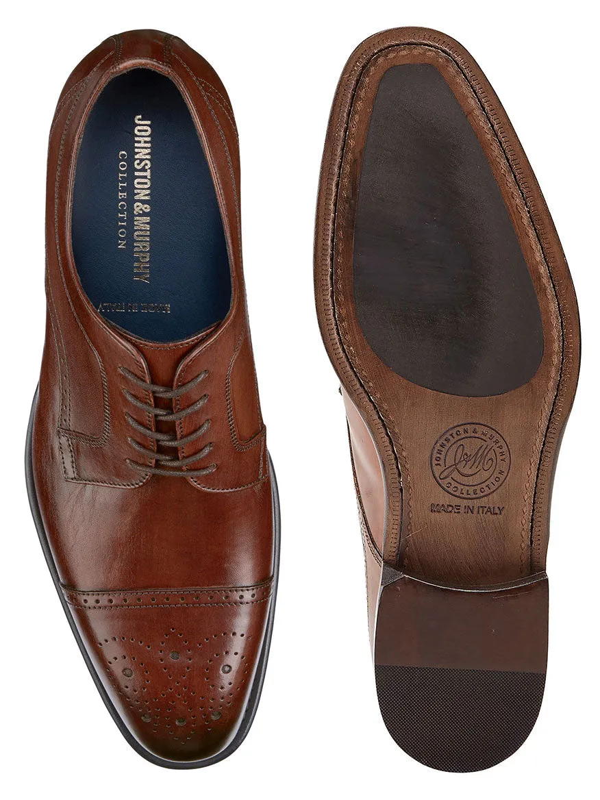 J & M Collection Ellsworth Cap Toe in Brown Italian Calfskin
