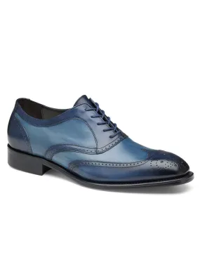 J & M Collection Ellsworth Wingtip in Navy Italian Calfskin