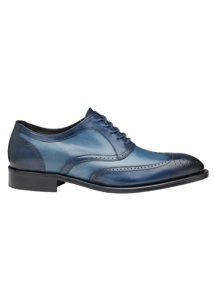 J & M Collection Ellsworth Wingtip in Navy Italian Calfskin