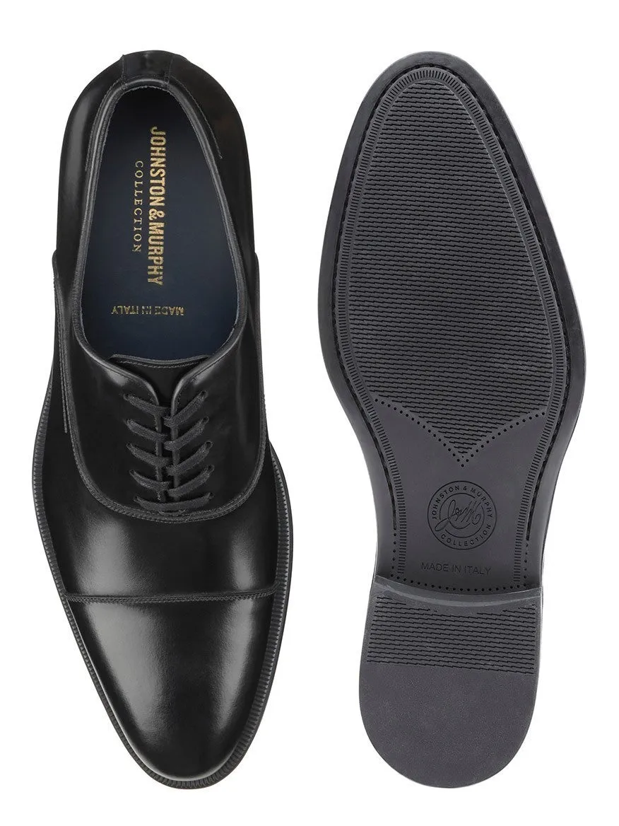 J & M Collection Flynch Cap Toe in Black Italian Calfskin