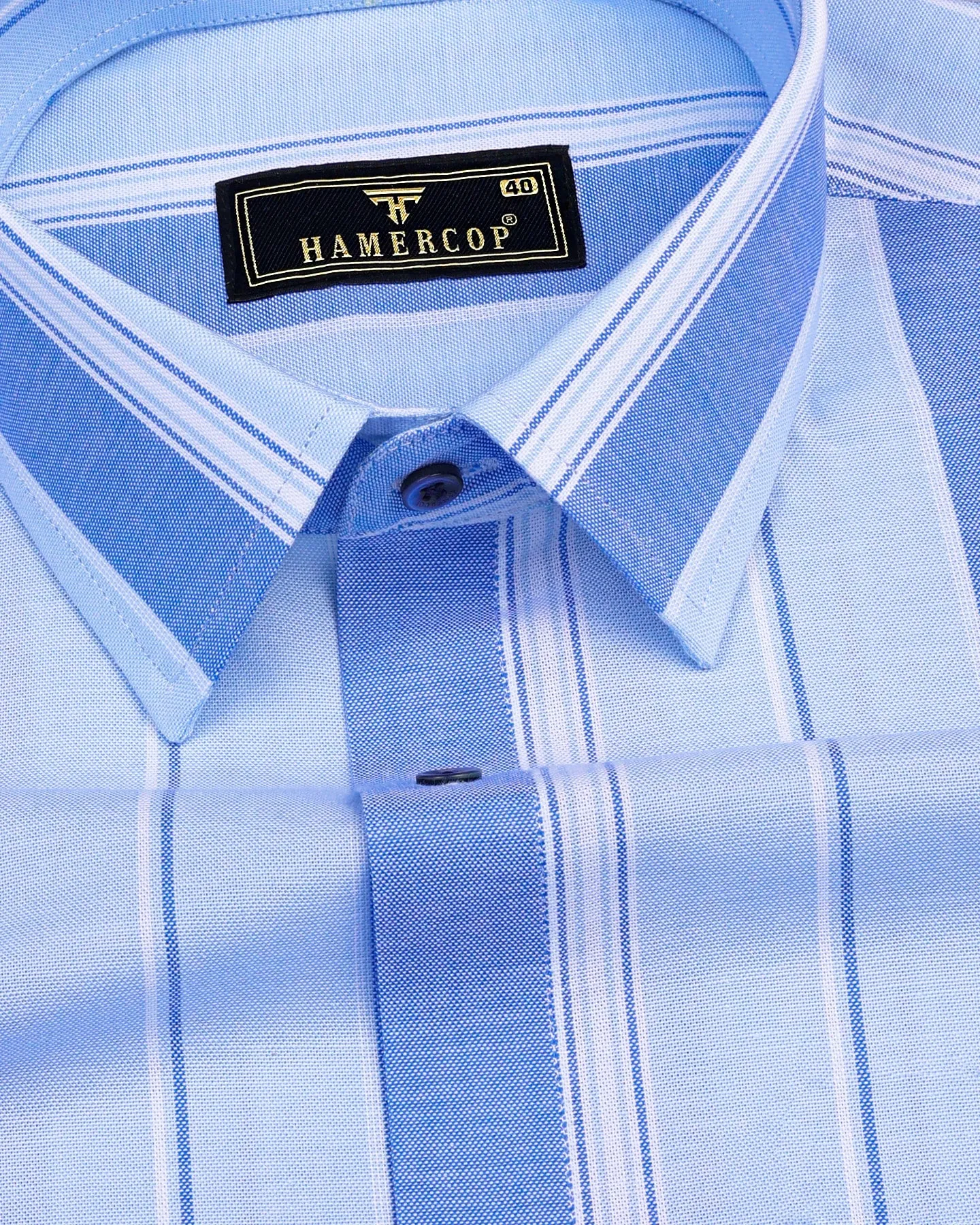 Oxido Blue With SkyBlue Stripe Oxford Cotton Formal Shirt