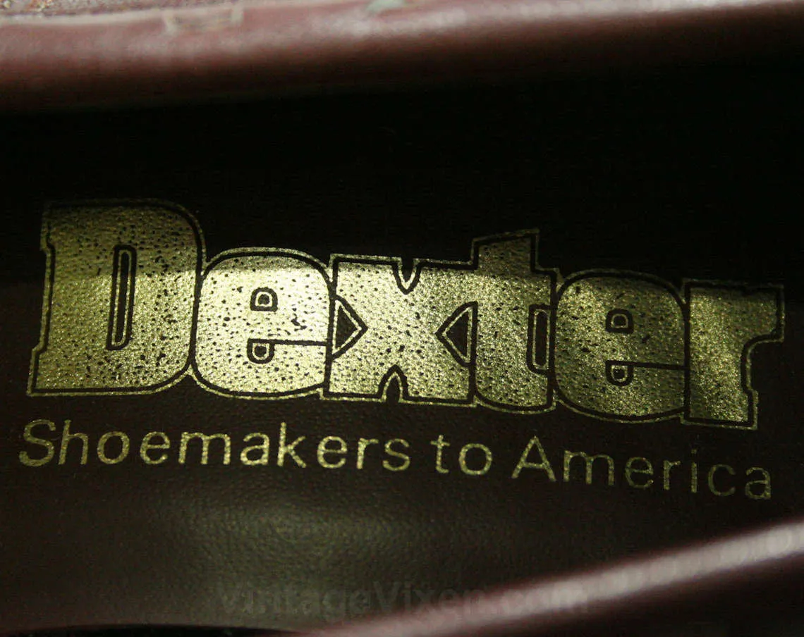 Size 7 N Leather Shoes - Dexter - High Quality Sophisticated 1980s Deadstock - Fine Oxblood Brown Leather - Stacked Wood Heel - 7N - 43607-1