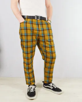 Slim Fit Tartan Check Trousers Mustard & Blue
